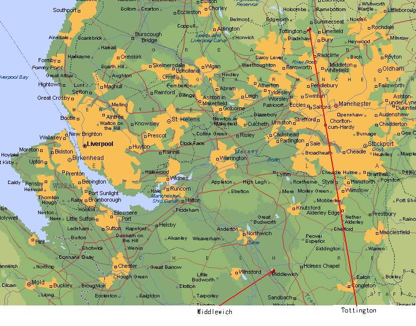 Map of Middlewich, England