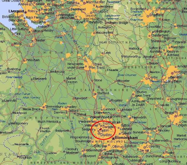 Detail Map Location of Tottington & Bury England
